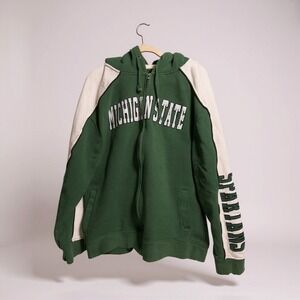 Colosseum Michigan State Spartans Green White Full Zip Hoodie Sweatshirt XXL